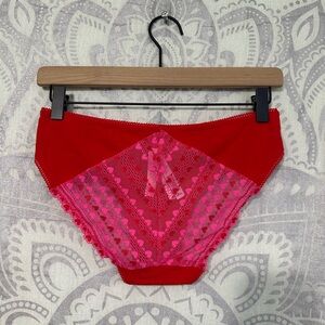 Nwt $14 Victorias Secret Bikini Lace Cotton Hearts Pink Red Valentines Day M